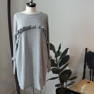 Nordstrom Grey Ruffle Knit Dress